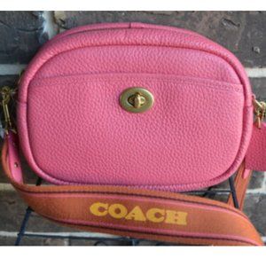 [NWT] Coach Soft Pebbled Leather Watermelon Pink Camera Bag